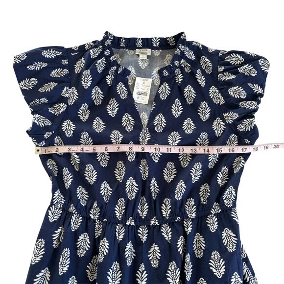J.Crew Factory Women’s Navy Leaf Printed V-neck Puff-Sleeve Maxi Dress Size 6 - Picture 5 of 8